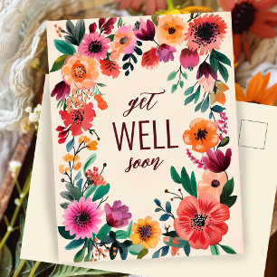Bold Watercolor Florals  WELL SOON CUSTOM  Postcard