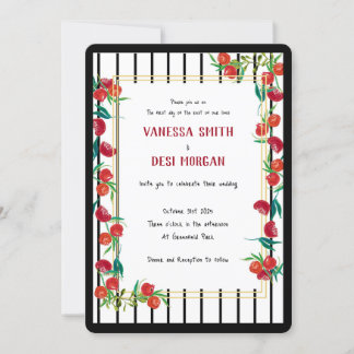 Bold Watercolor Pomegranate Wedding Invitations