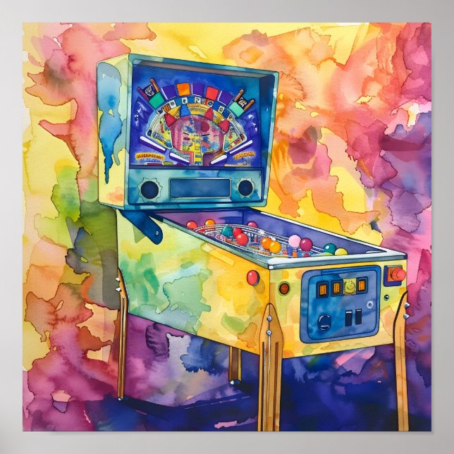 Bold Watercolor Pop Art Pinball Poster #12 (Front)
