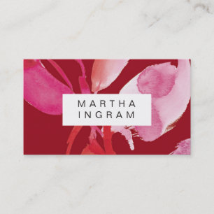 Bold watercolor red and pink design business card
