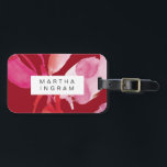 Bold watercolor red and pink design luggage tag<br><div class="desc">Bold watercolor red on pink botanical bold design</div>