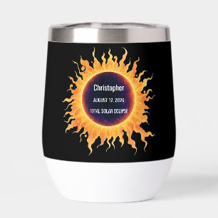 Bold Watercolor Total Solar Eclipse 2026 Name