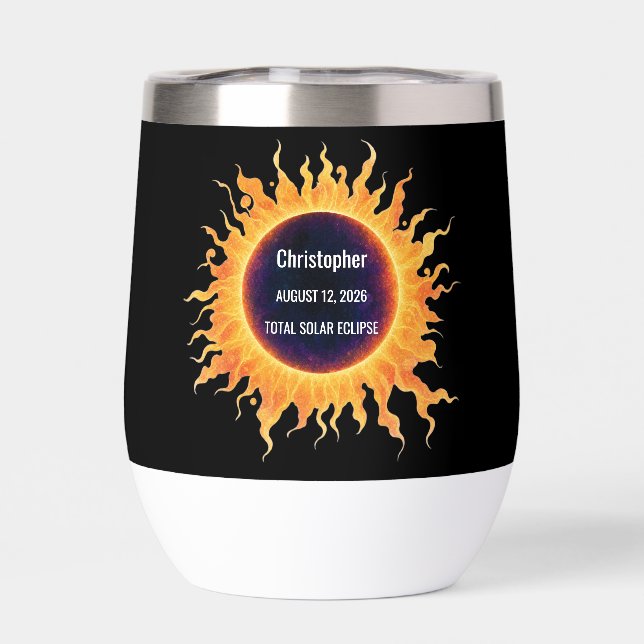 Bold Watercolor Total Solar Eclipse 2026 Name (Back)