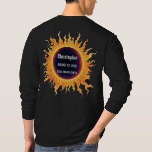 Bold Watercolor Total Solar Eclipse 2026 Name T-Shirt
