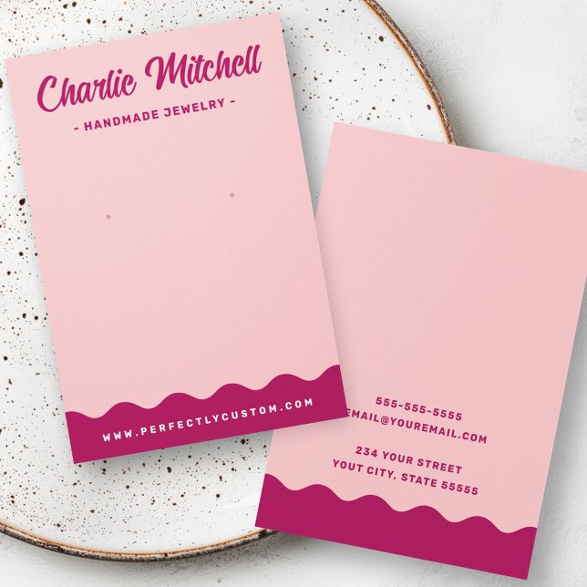 Bold wave border pink burgundy earring card (Bold wave border pink burgundy earring card)