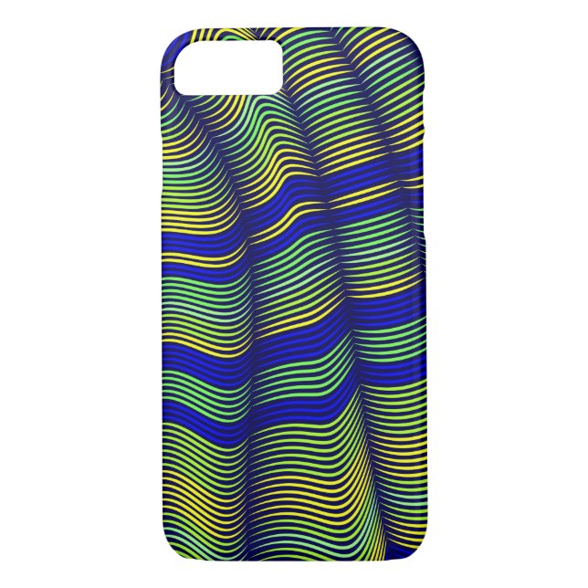 bold wavy abstract-blue and gold Case-Mate iPhone case (Back)