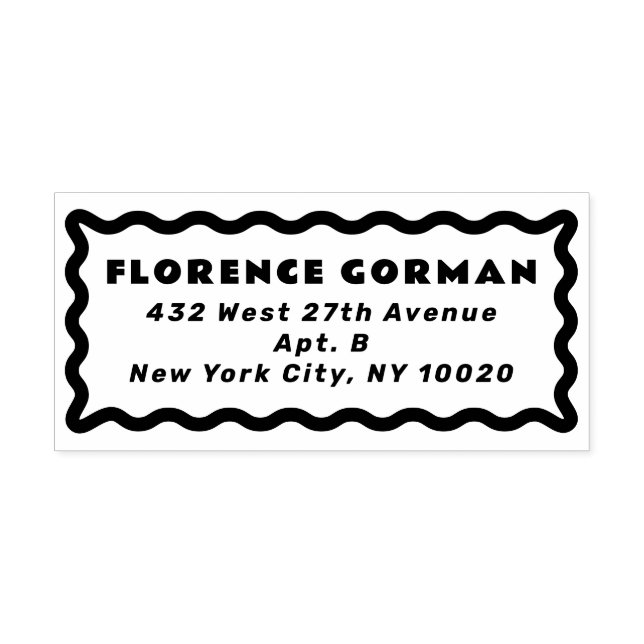Bold Wavy Frame Return Address Rubber Stamp (Imprint)
