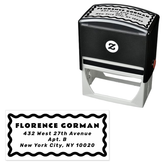 Bold Wavy Frame Return Address Self-inking Stamp (In Situ)