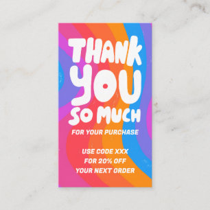 Bold Wavy Rainbow Order Thank You Social QR Code Business Card