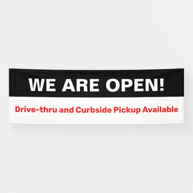 Bold We are Open Drive Through Curbside Pick-up Banner (Horizontal)