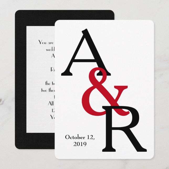Bold Wedding Initials Invite (Front/Back)