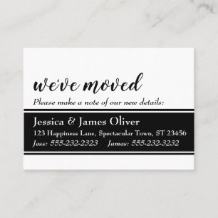 Bold We've Moved Card, White with Black Strip Business Card