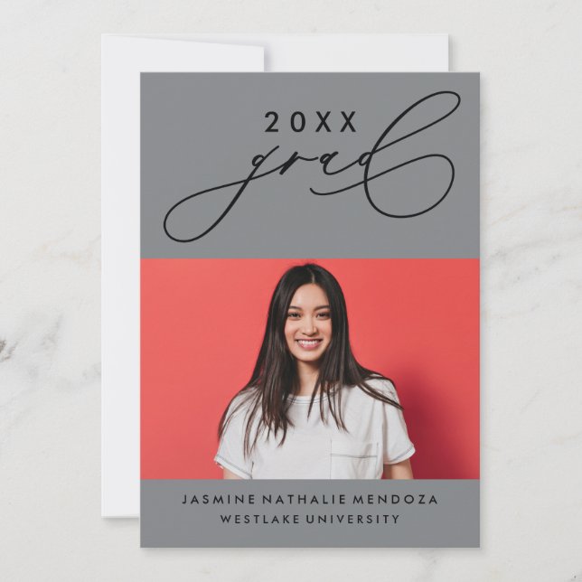 BOLD WHIMSICAL CALLIGRAPHY GRADUATION INVITATION (Front)