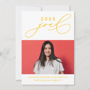 BOLD WHIMSICAL CALLIGRAPHY GRADUATION INVITATION