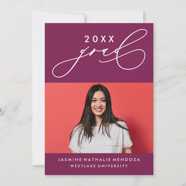 BOLD WHIMSICAL CALLIGRAPHY GRADUATION INVITATION (Front)