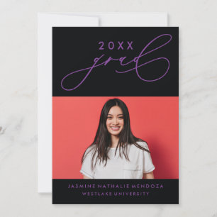 BOLD WHIMSICAL CALLIGRAPHY GRADUATION INVITATION