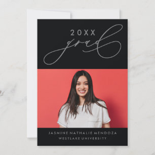 BOLD WHIMSICAL CALLIGRAPHY GRADUATION INVITATION