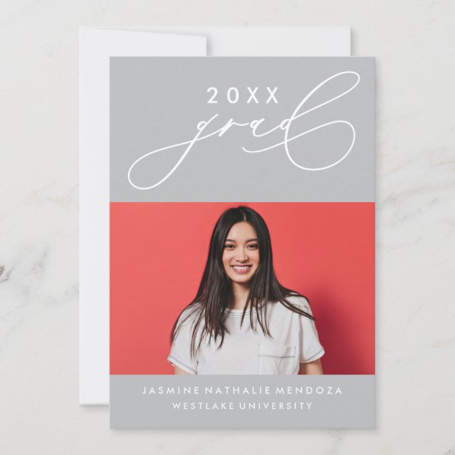 BOLD WHIMSICAL CALLIGRAPHY GRADUATION INVITATION (Front)