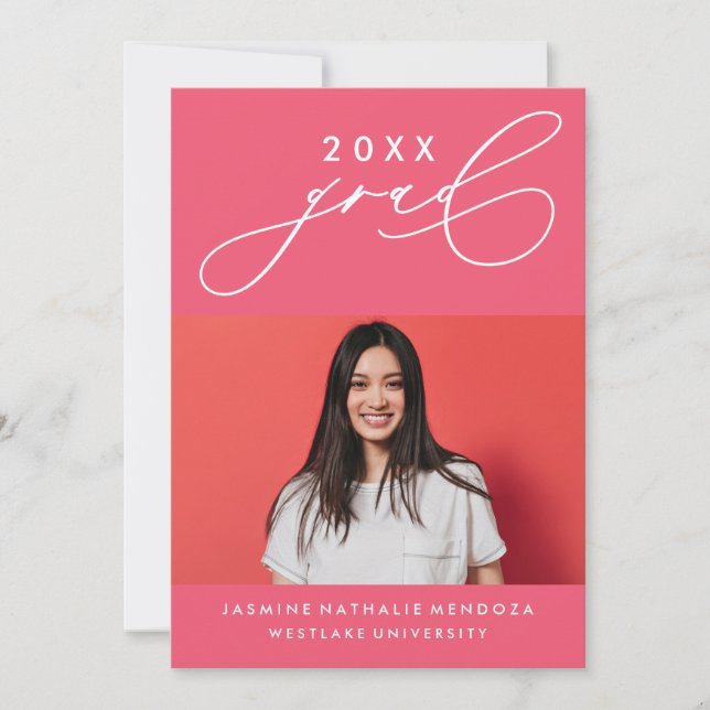 BOLD WHIMSICAL CALLIGRAPHY GRADUATION INVITATION (Front)