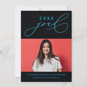 BOLD WHIMSICAL CALLIGRAPHY GRADUATION INVITATION