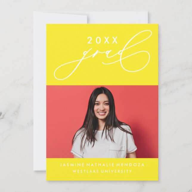 BOLD WHIMSICAL CALLIGRAPHY GRADUATION INVITATION (Front)