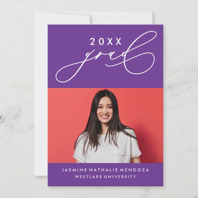 BOLD WHIMSICAL CALLIGRAPHY GRADUATION INVITATION (Front)