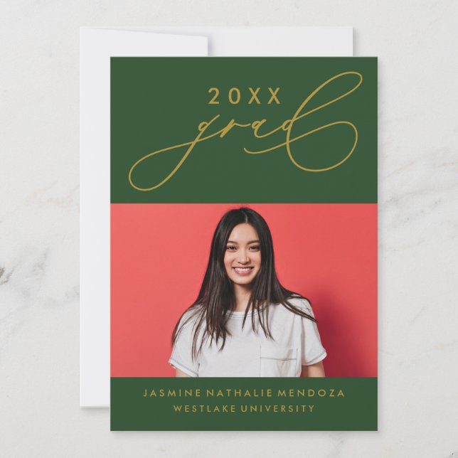 BOLD WHIMSICAL CALLIGRAPHY GRADUATION INVITATION (Front)