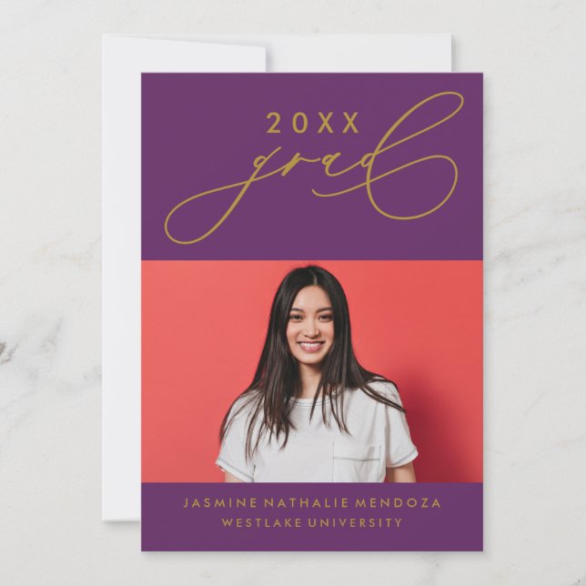 BOLD WHIMSICAL CALLIGRAPHY GRADUATION INVITATION (Front)