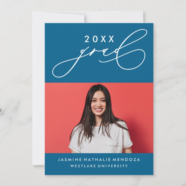 BOLD WHIMSICAL CALLIGRAPHY GRADUATION INVITATION (Front)