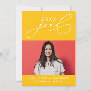 BOLD WHIMSICAL CALLIGRAPHY GRADUATION INVITATION