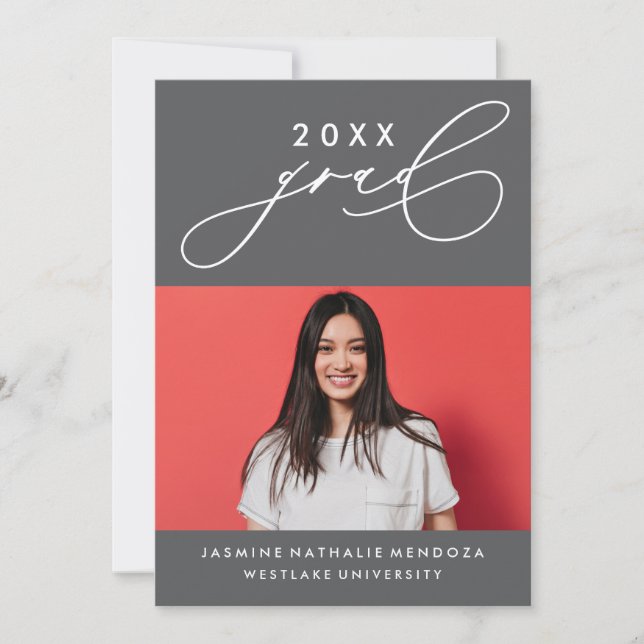 BOLD WHIMSICAL CALLIGRAPHY GRADUATION INVITATION (Front)