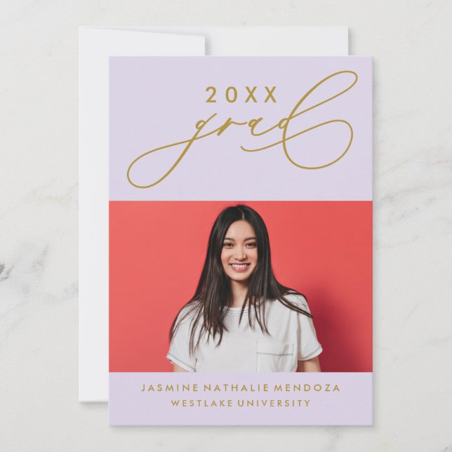 BOLD WHIMSICAL CALLIGRAPHY GRADUATION INVITATION (Front)