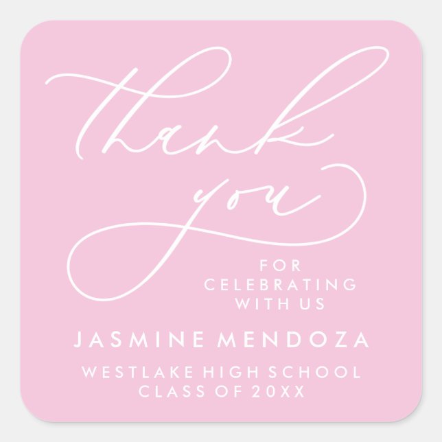 BOLD WHIMSICAL CALLIGRAPHY THANK YOU STICKER (Front)