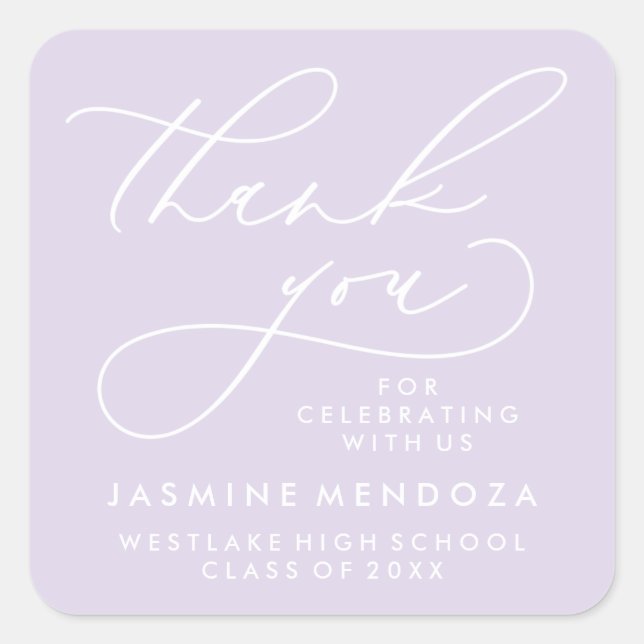 BOLD WHIMSICAL CALLIGRAPHY THANK YOU STICKER (Front)