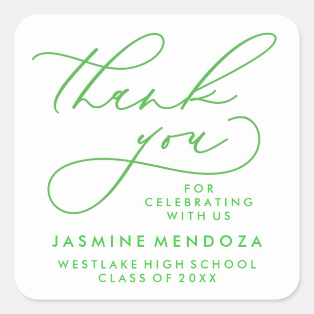 BOLD WHIMSICAL CALLIGRAPHY THANK YOU STICKER (Front)