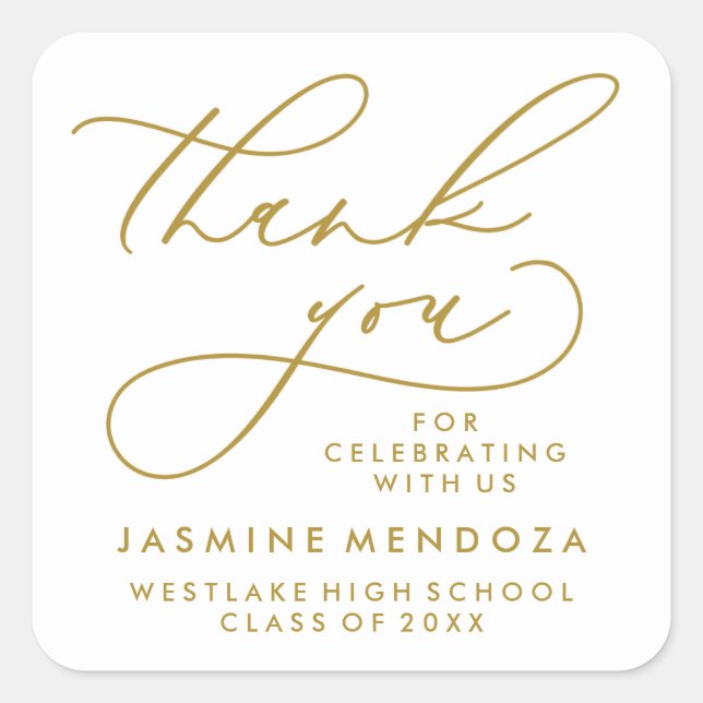 BOLD WHIMSICAL CALLIGRAPHY THANK YOU STICKER (Front)