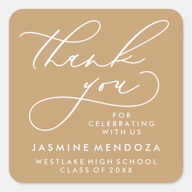 BOLD WHIMSICAL CALLIGRAPHY THANK YOU STICKER (Front)