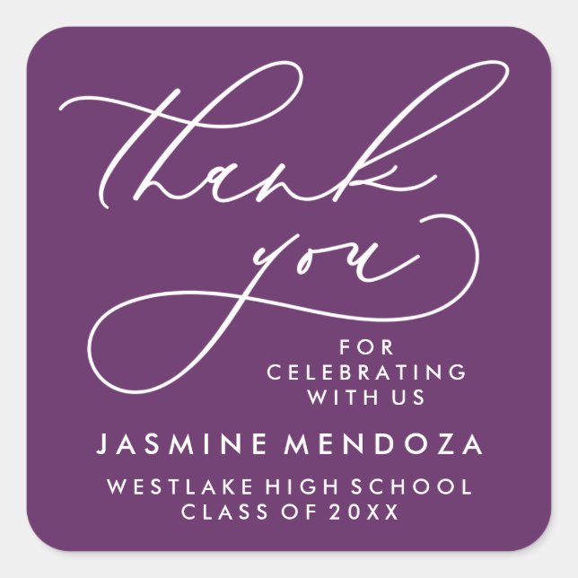 BOLD WHIMSICAL CALLIGRAPHY THANK YOU STICKER (Front)