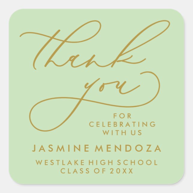 BOLD WHIMSICAL CALLIGRAPHY THANK YOU STICKER (Front)