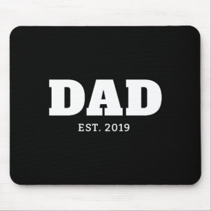 Bold White Black Text Est Year Dad T Shirt Mouse Mat