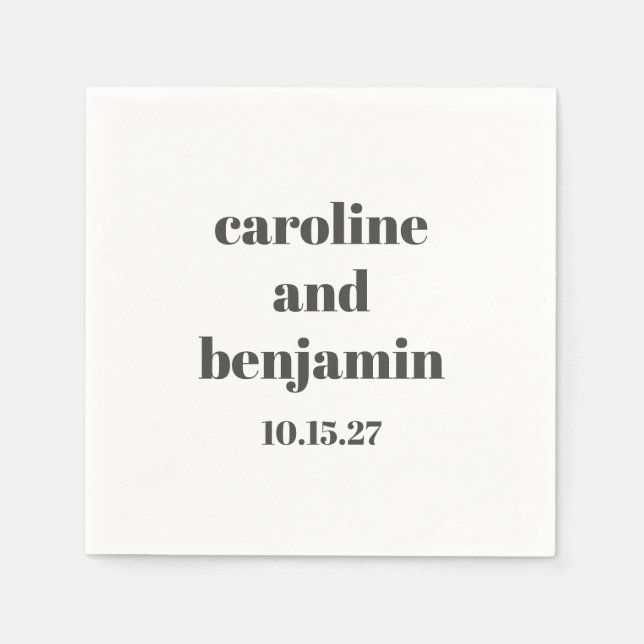 Bold White Chic Modern Wedding Personalised  Napkin (Front)