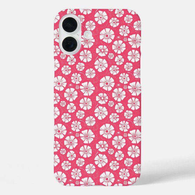 Bold White Floral on Pink Case-Mate iPhone Case (Back)