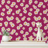 Bold White Floral Purple Peel and Stick
