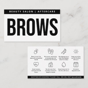 Bold White Minimal Brows Aftercare Guide Business Card