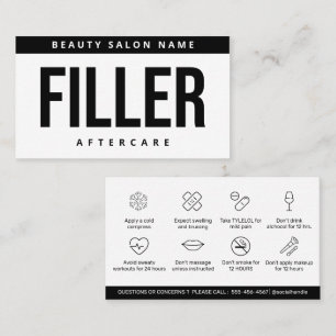 Bold White Minimal Filler Aftercare Guide Business Card