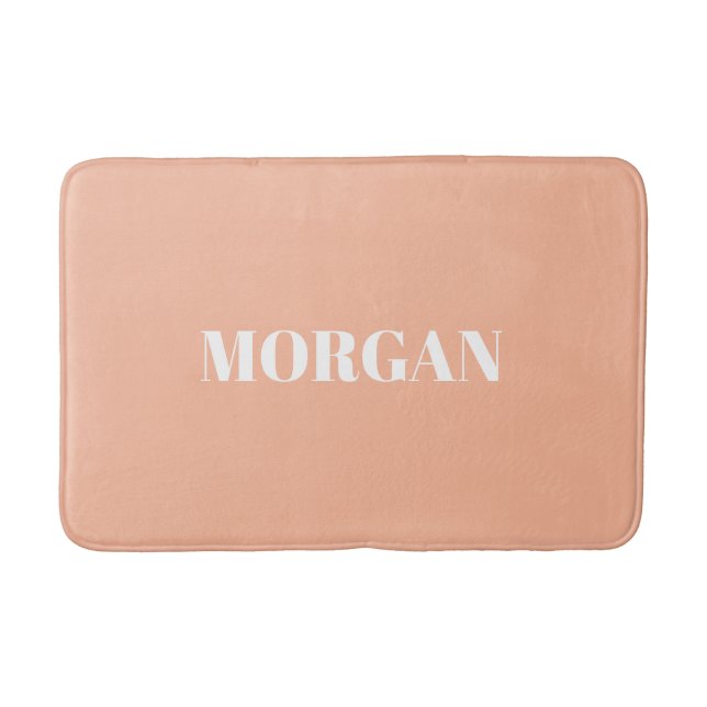 Bold White Name on Peach Background Bath Mat (Front)