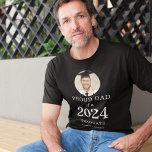 Bold White Text Photo Proud Dad of 2024 Graduate T-Shirt<br><div class="desc">Bold White Text Photo Proud Dad of 2024 Graduate. Especially for dads of newly graduated students to wear with pride. Your son or daughter’s photo is within a circular shape, and the year large and bold, with graduate's name. Easily personalise the text as required and replace the photo with your...</div>