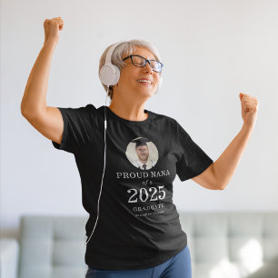 Bold White Text Photo Proud Nana of 2025 Graduate  T-Shirt