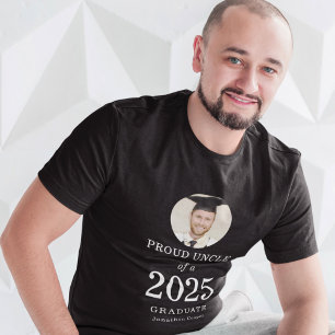 Bold White Text Photo Proud Uncle of 2024 Graduate T-Shirt