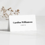 Bold White Typography Custom Table Place Card<br><div class="desc">Bold Black and White Typography Custom Table Place Card</div>